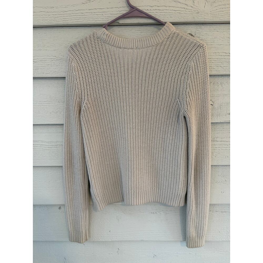 H&M Basic Beige Chunky Knit Sweater Crewneck Size XS Cozy Neutral Pullover - Picture 6 of 6